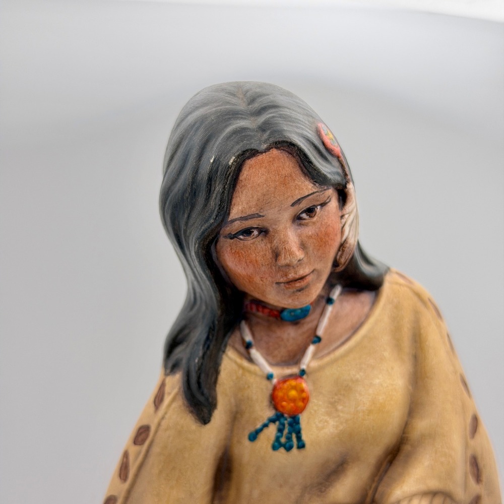 Native Woman Holding Dove Ceramic Figurine Signed Southwest Boho Rustic Decor - Picture 7 of 7